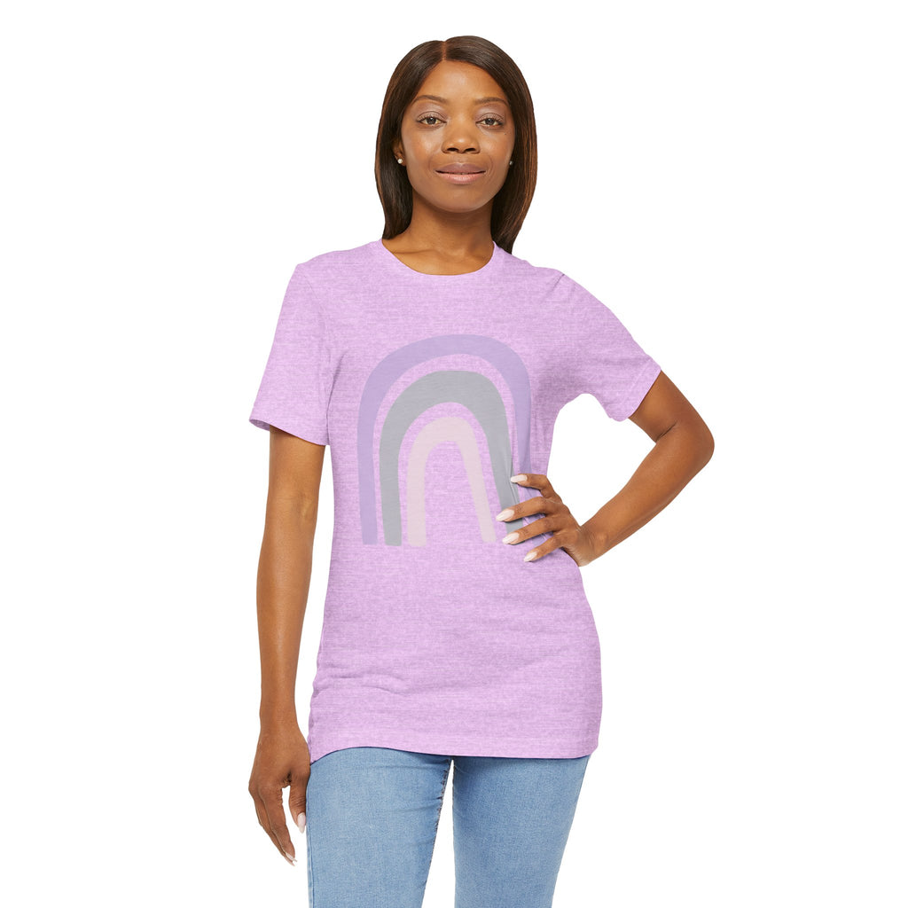 Pastel Rainbow Tee — Minimal Lavender & Blush Graphic T-Shirt