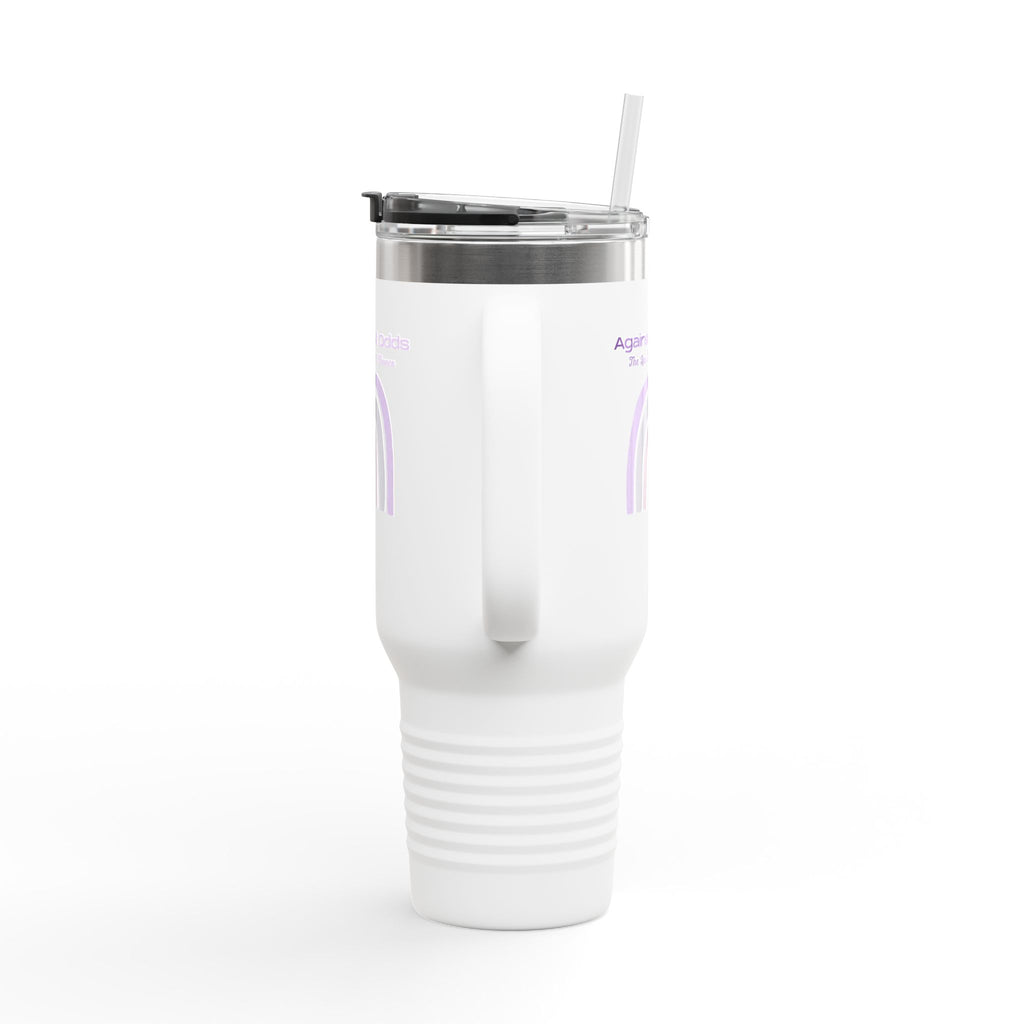 40oz Insulated Travel Mug — Pastel Rainbow "Against All Odds: The Less Than 1% Chance" Design