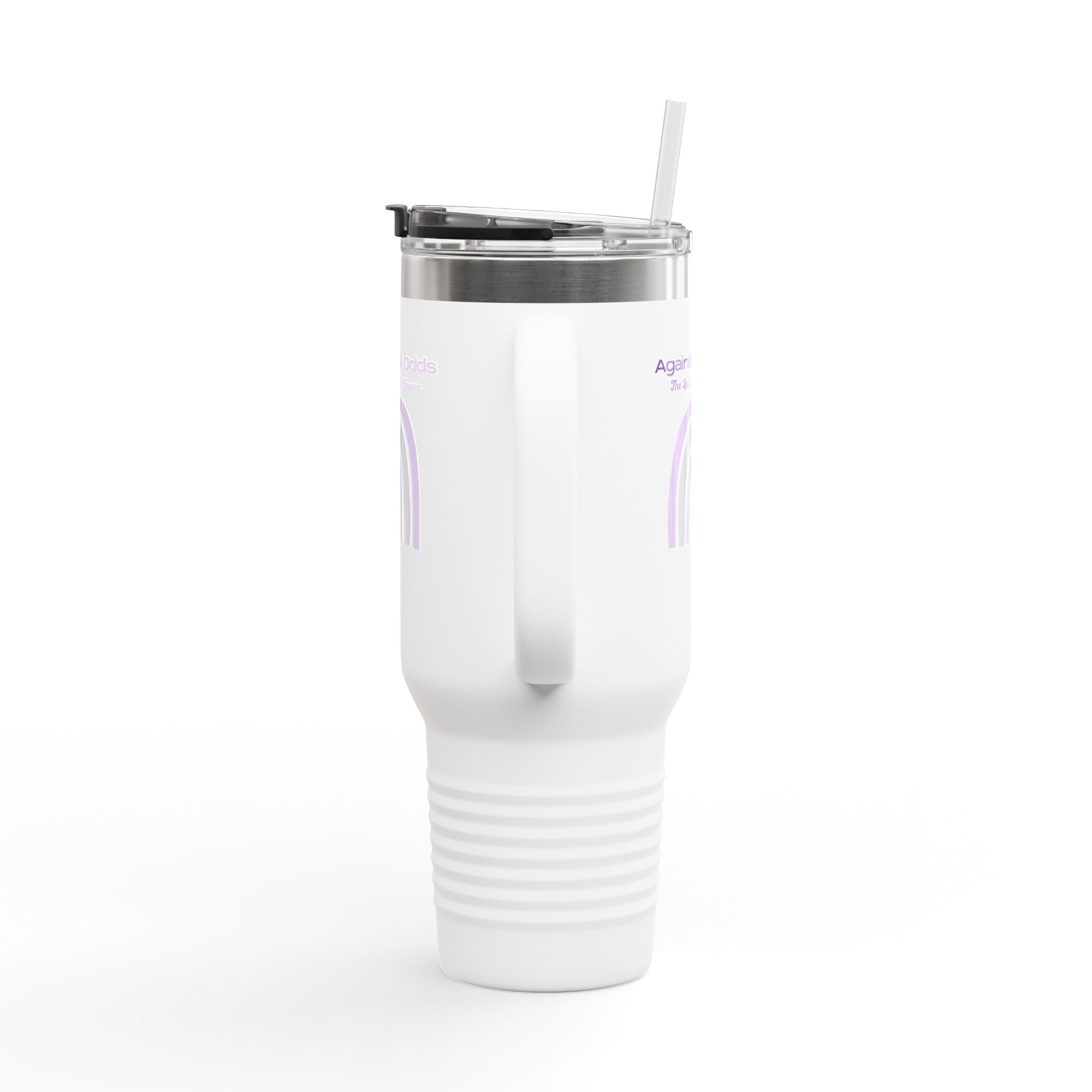 40oz Insulated Travel Mug — Pastel Rainbow "Against All Odds: The Less Than 1% Chance" Design