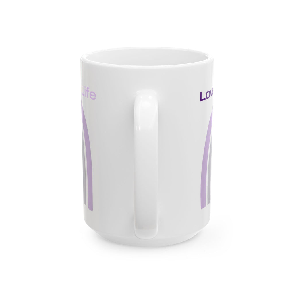 Love Your Life Pastel Rainbow Ceramic Mug (11oz, 15oz) — Inspirational Coffee Cup