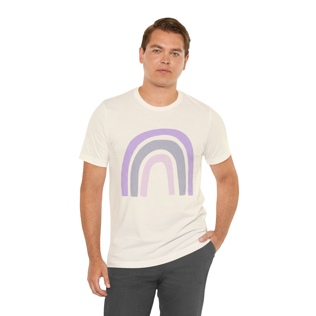 Pastel Rainbow Tee — Minimal Lavender & Blush Graphic T-Shirt