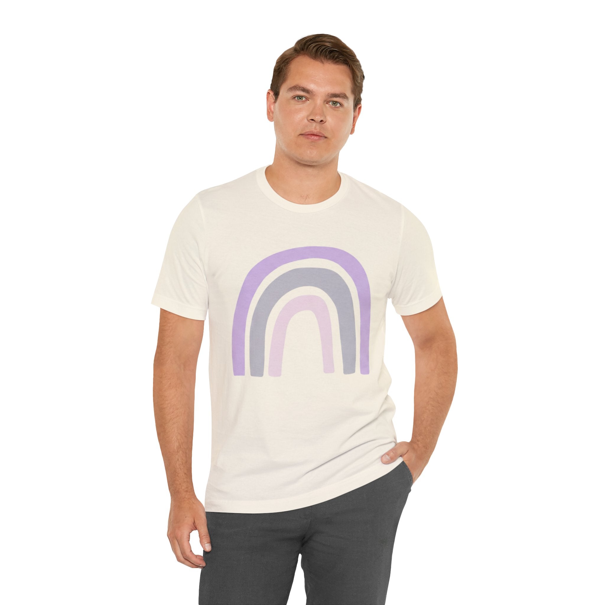 Pastel Rainbow Tee — Minimal Lavender & Blush Graphic T-Shirt