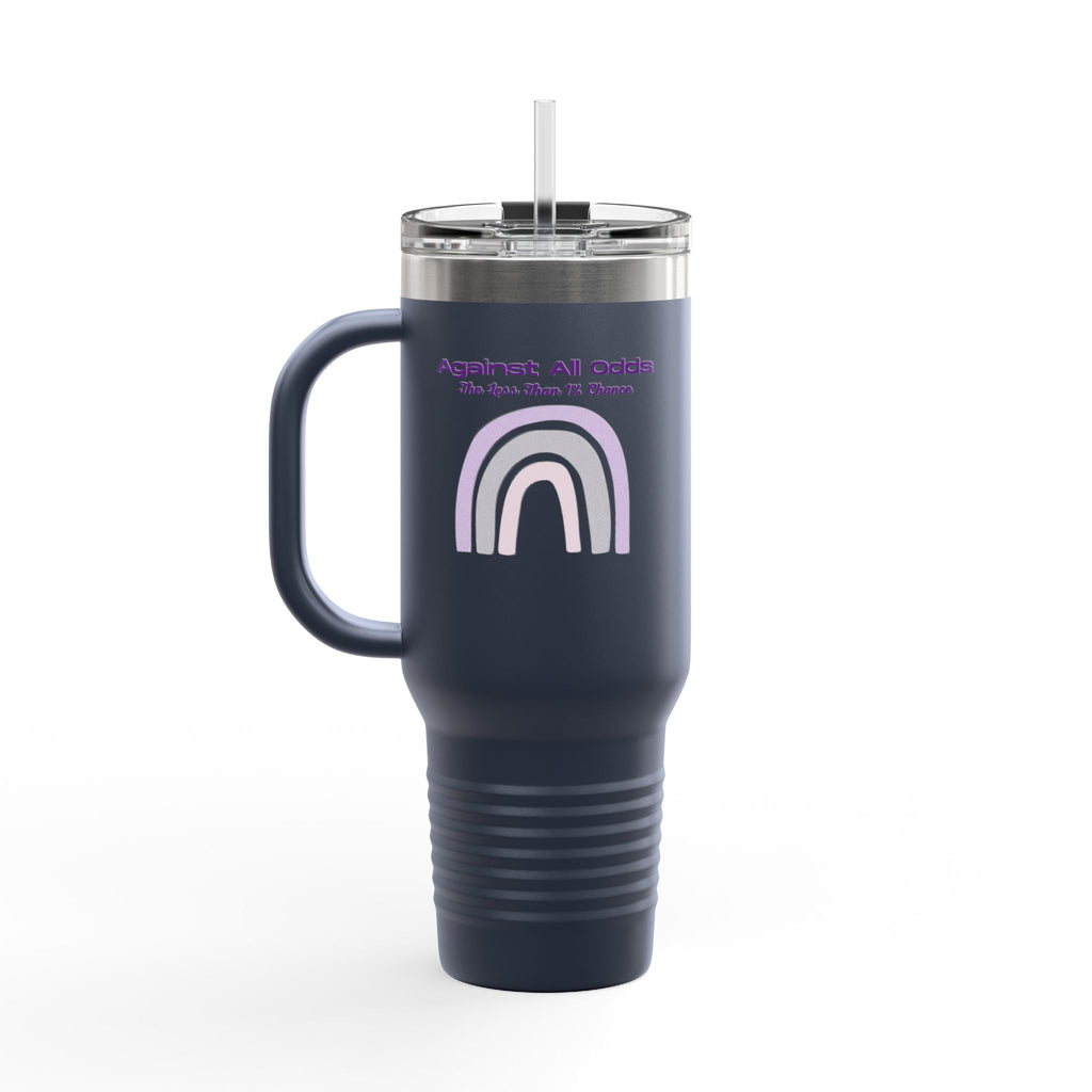 40oz Insulated Travel Mug — Pastel Rainbow "Against All Odds: The Less Than 1% Chance" Design