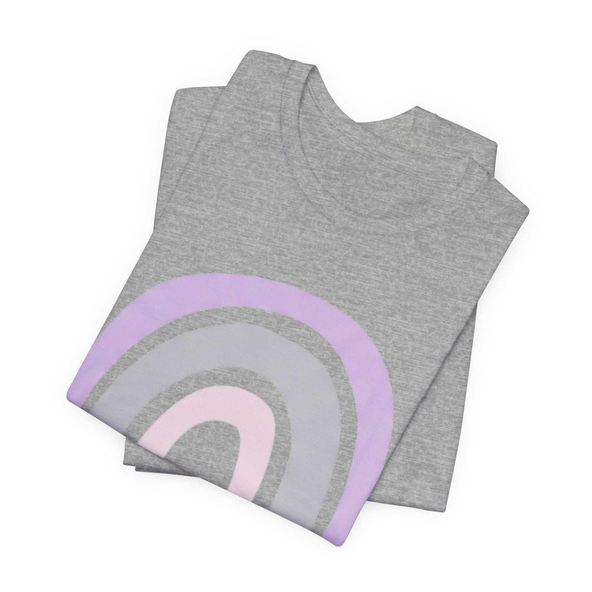 Pastel Rainbow Tee — Minimal Lavender & Blush Graphic T-Shirt
