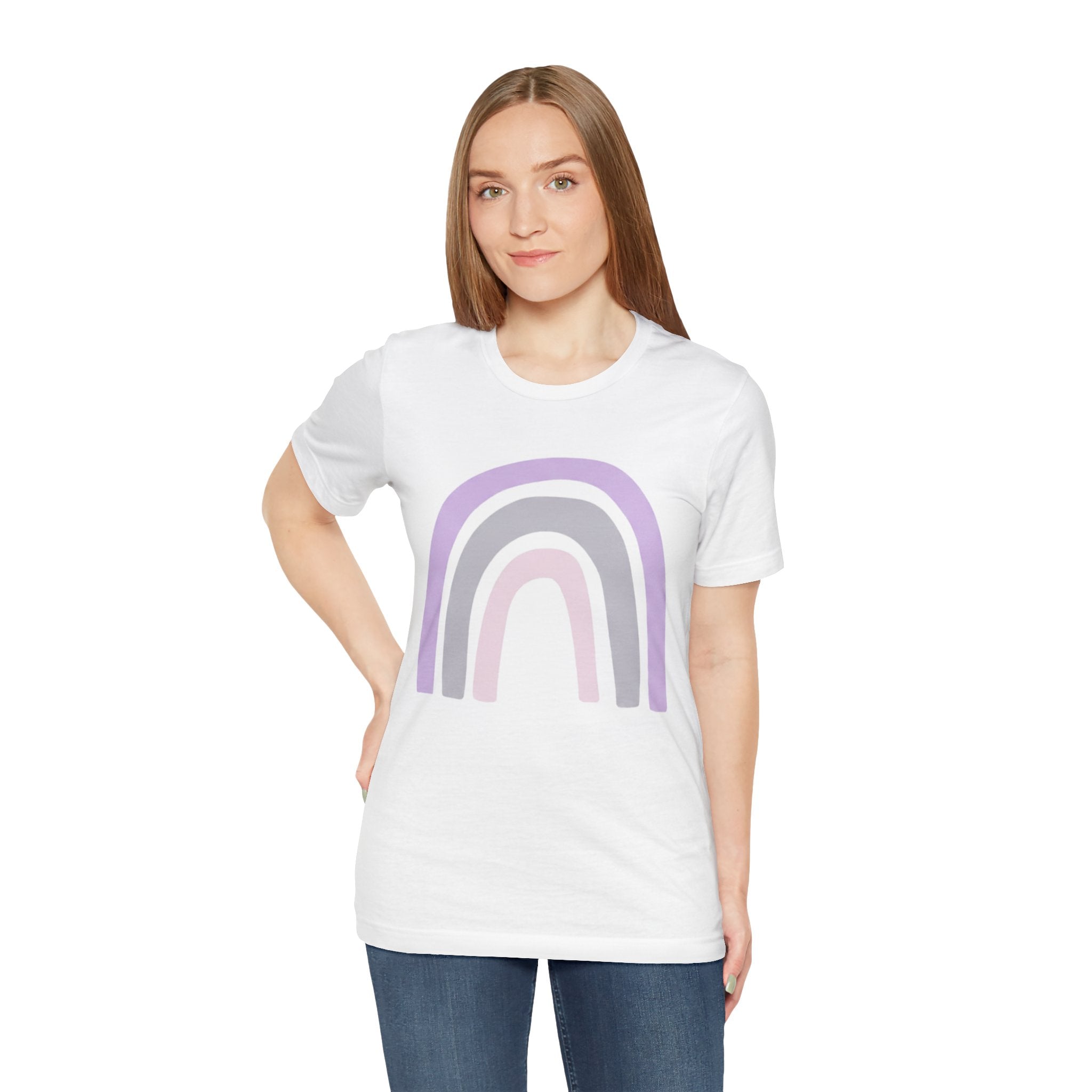Pastel Rainbow Tee — Minimal Lavender & Blush Graphic T-Shirt