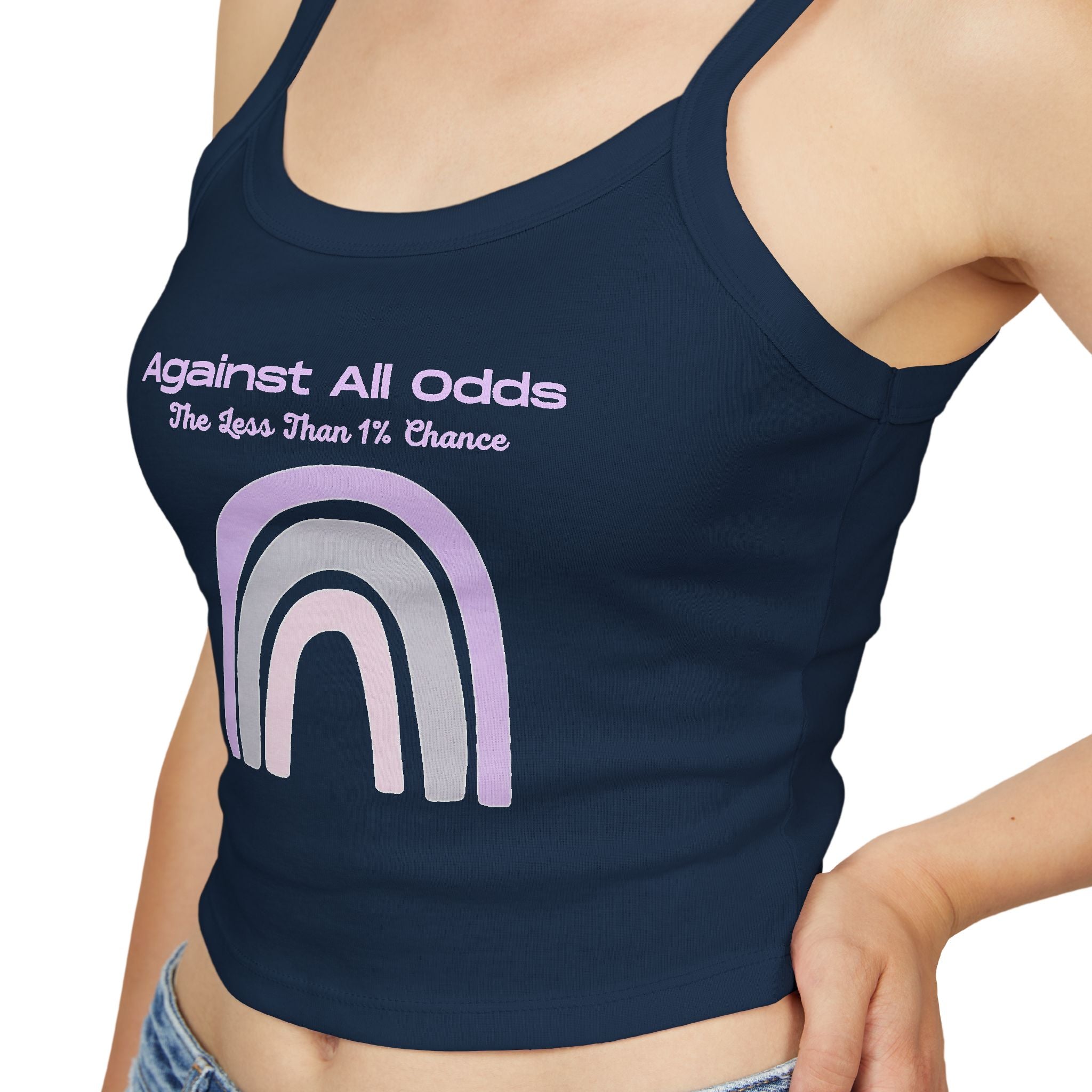 Spaghetti Tank — 'Against All Odds' Pastel Rainbow Crop Top