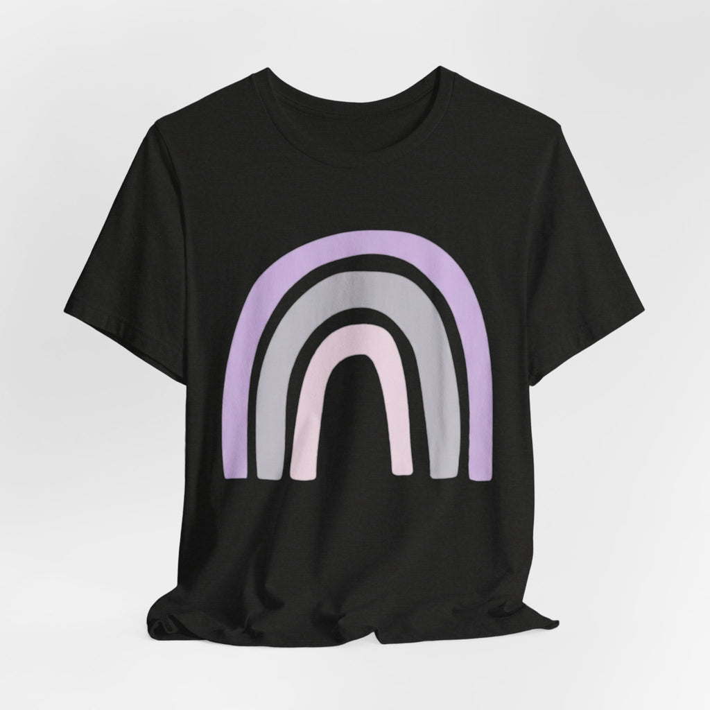 Pastel Rainbow Tee — Minimal Lavender & Blush Graphic T-Shirt