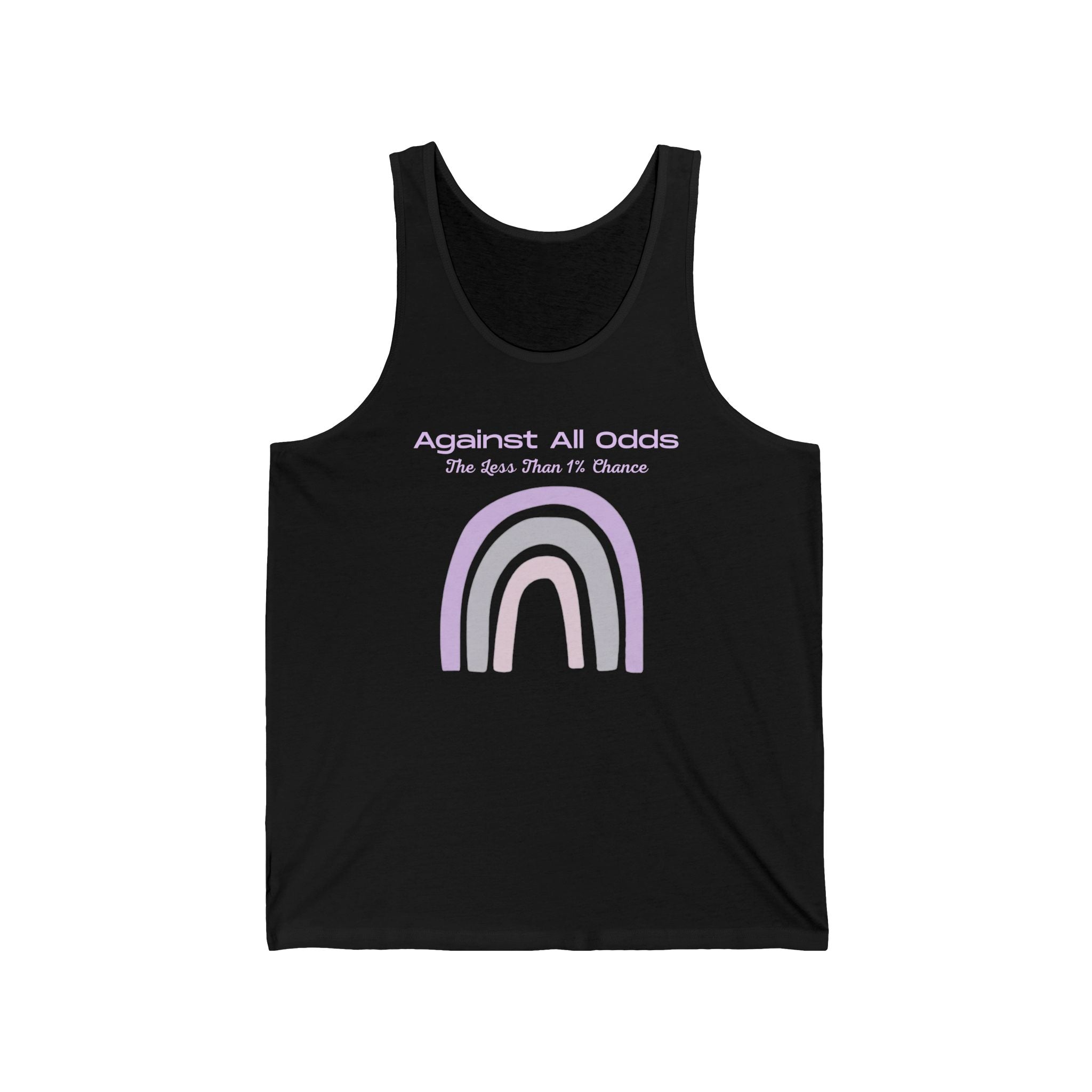 Pastel Rainbow Tank Top — "Against All Odds" Minimal Graphic