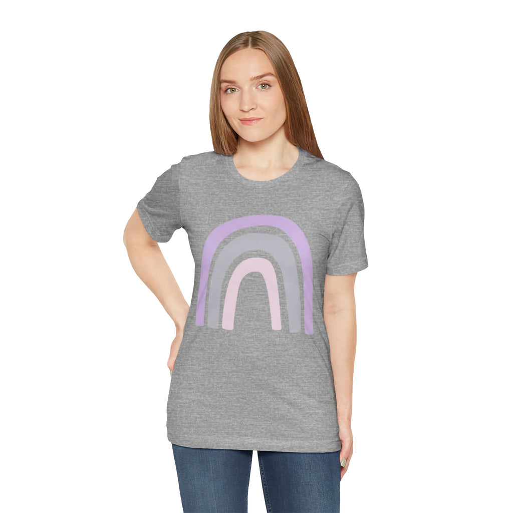 Pastel Rainbow Tee — Minimal Lavender & Blush Graphic T-Shirt