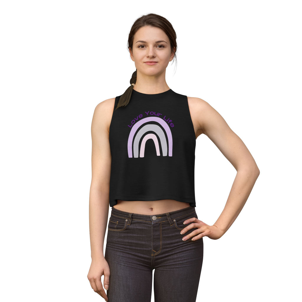 Love Your Life Rainbow Crop Top — Positive Message Women's Tank