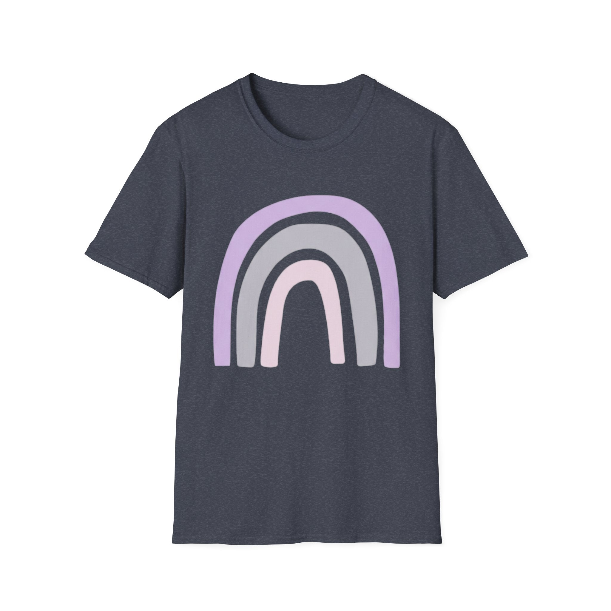 Pastel Rainbow T-Shirt — Minimal Lavender & Grey Rainbow Tee