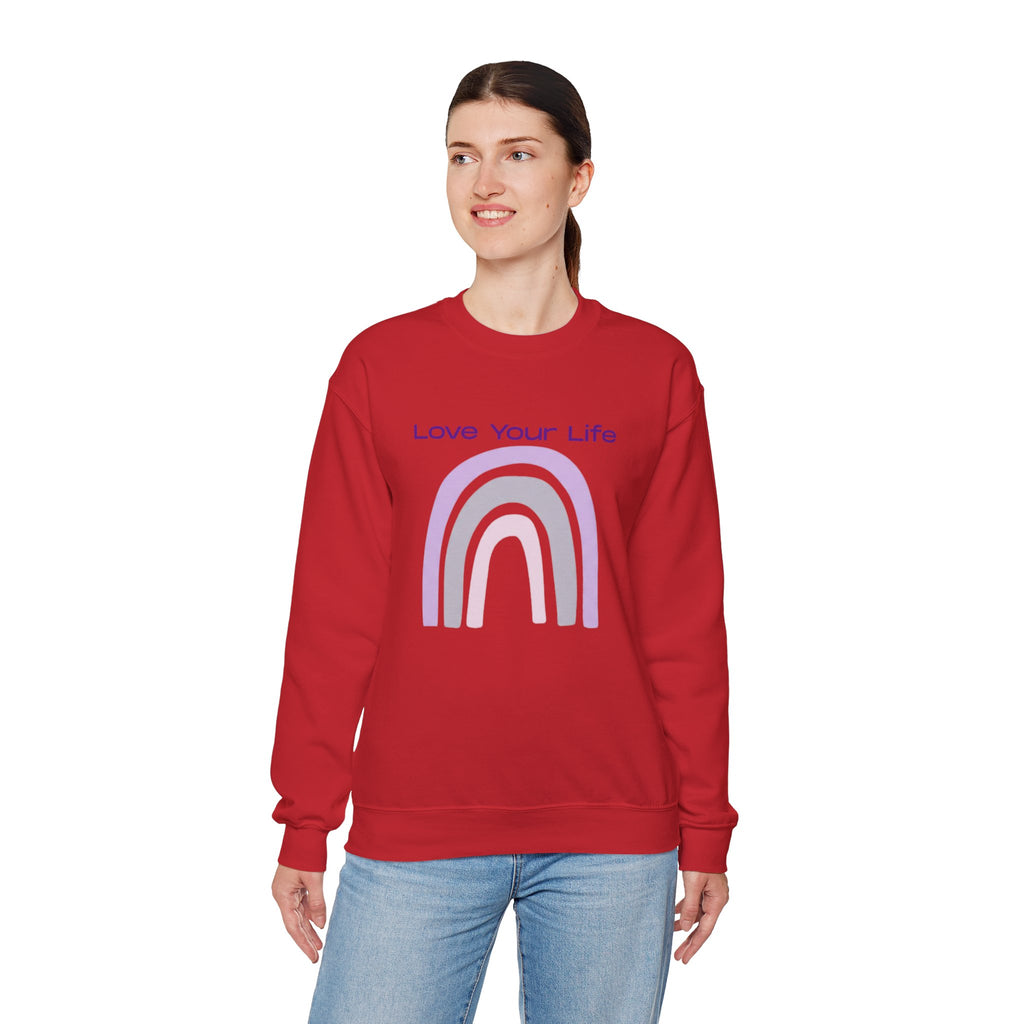 Crewneck Sweatshirt — "Love Your Life" Pastel Rainbow Casual Pullover