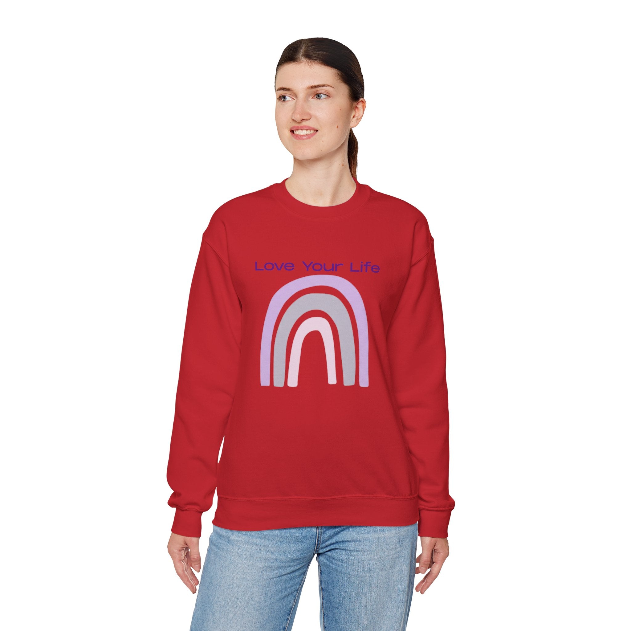Crewneck Sweatshirt — "Love Your Life" Pastel Rainbow Casual Pullover