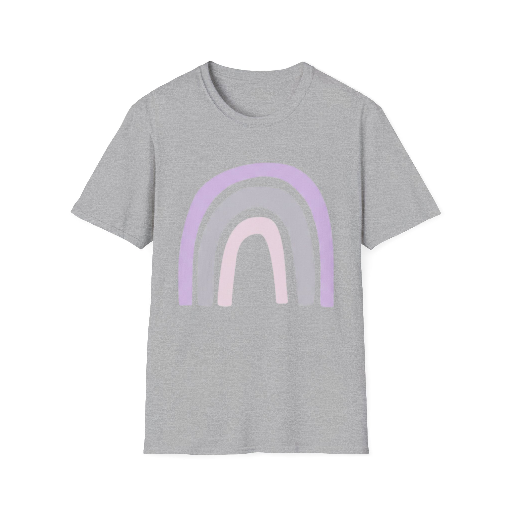 Pastel Rainbow T-Shirt — Minimal Lavender & Grey Rainbow Tee