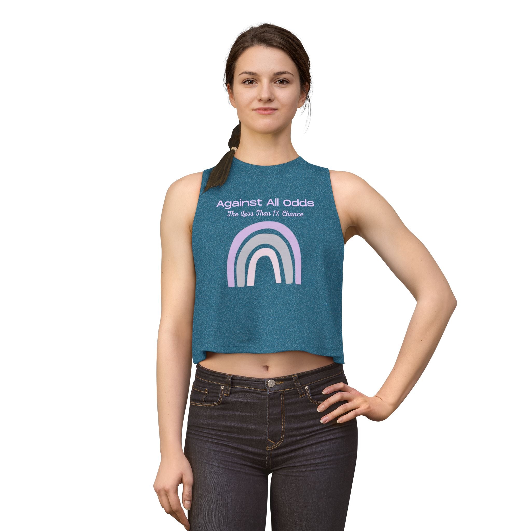 Against All Odds Rainbow Crop Top — Inspirational Pastel Graphic Tank