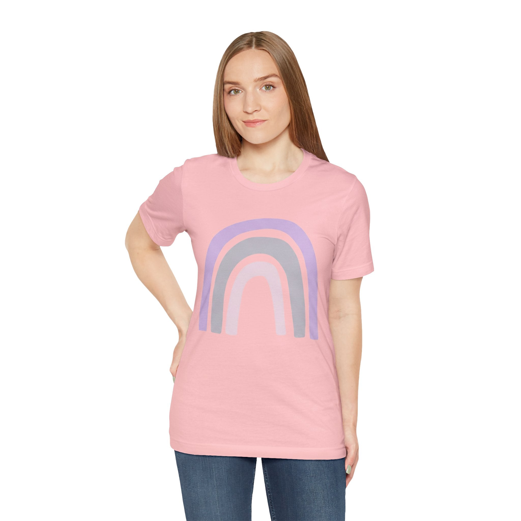 Pastel Rainbow Tee — Minimal Lavender & Blush Graphic T-Shirt