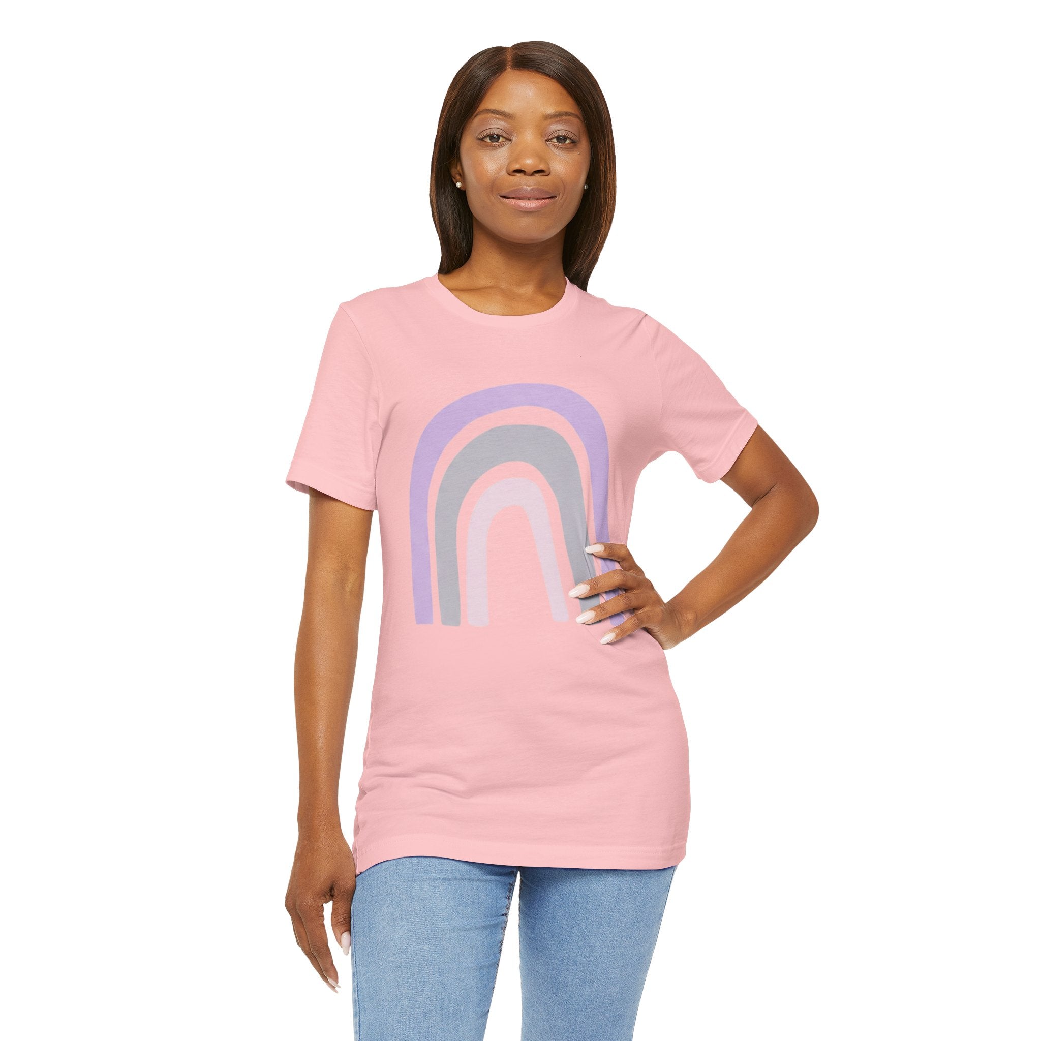 Pastel Rainbow Tee — Minimal Lavender & Blush Graphic T-Shirt