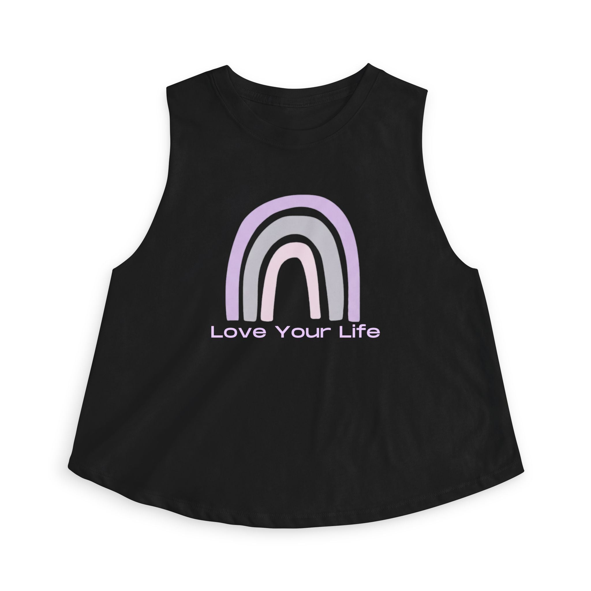 Love Your Life Rainbow Crop Top — Pastel Motivational Women's Tank