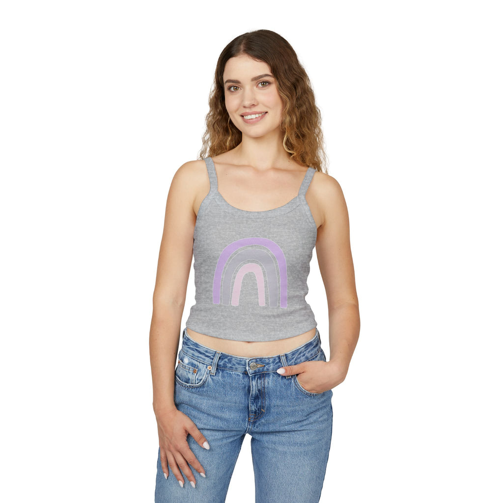 Women's Spaghetti Strap Tank Top — Pastel Rainbow Design