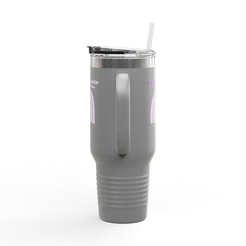 40oz Insulated Travel Mug — Pastel Rainbow "Against All Odds: The Less Than 1% Chance" Design