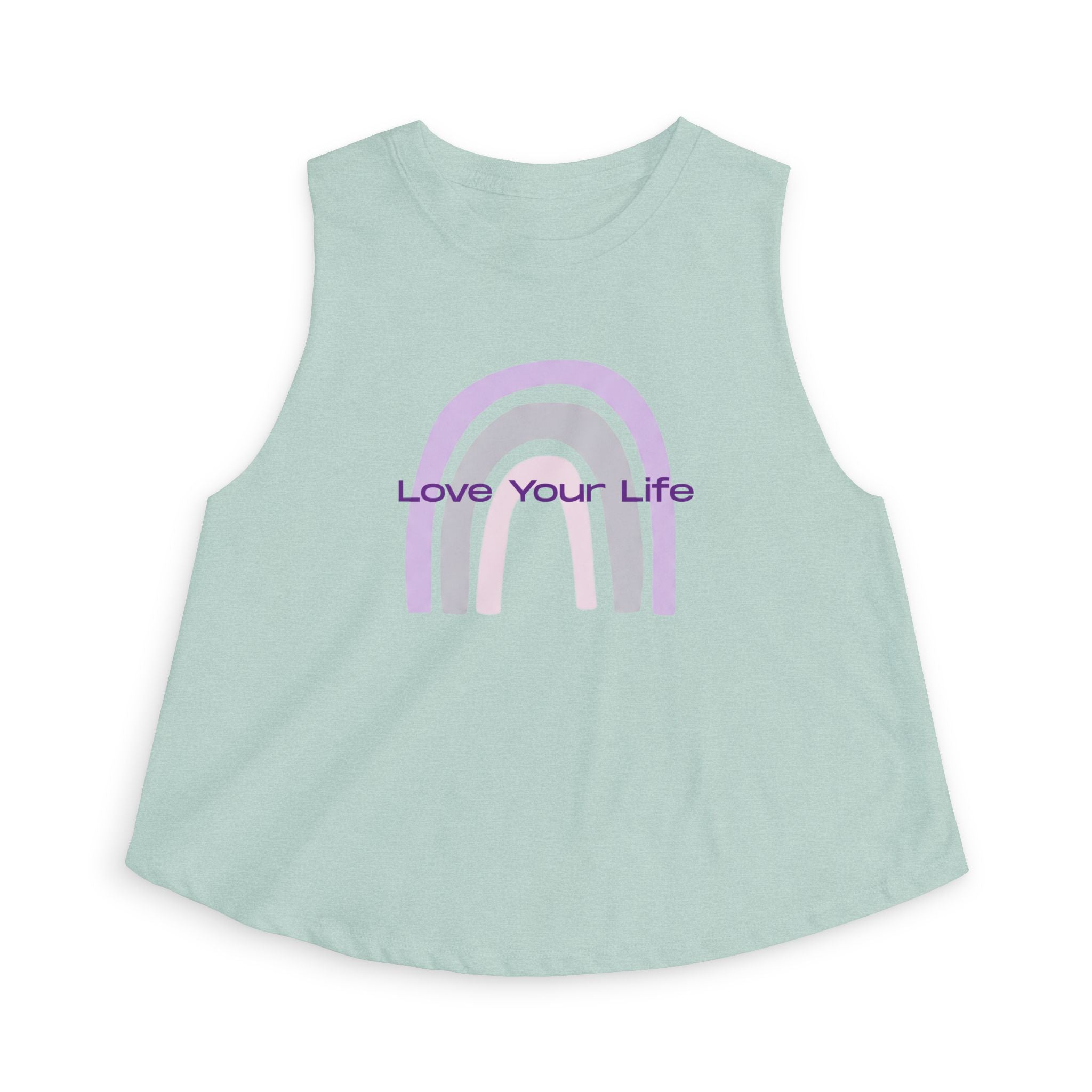 Crop Top — "Love Your Life" Pastel Rainbow Graphic