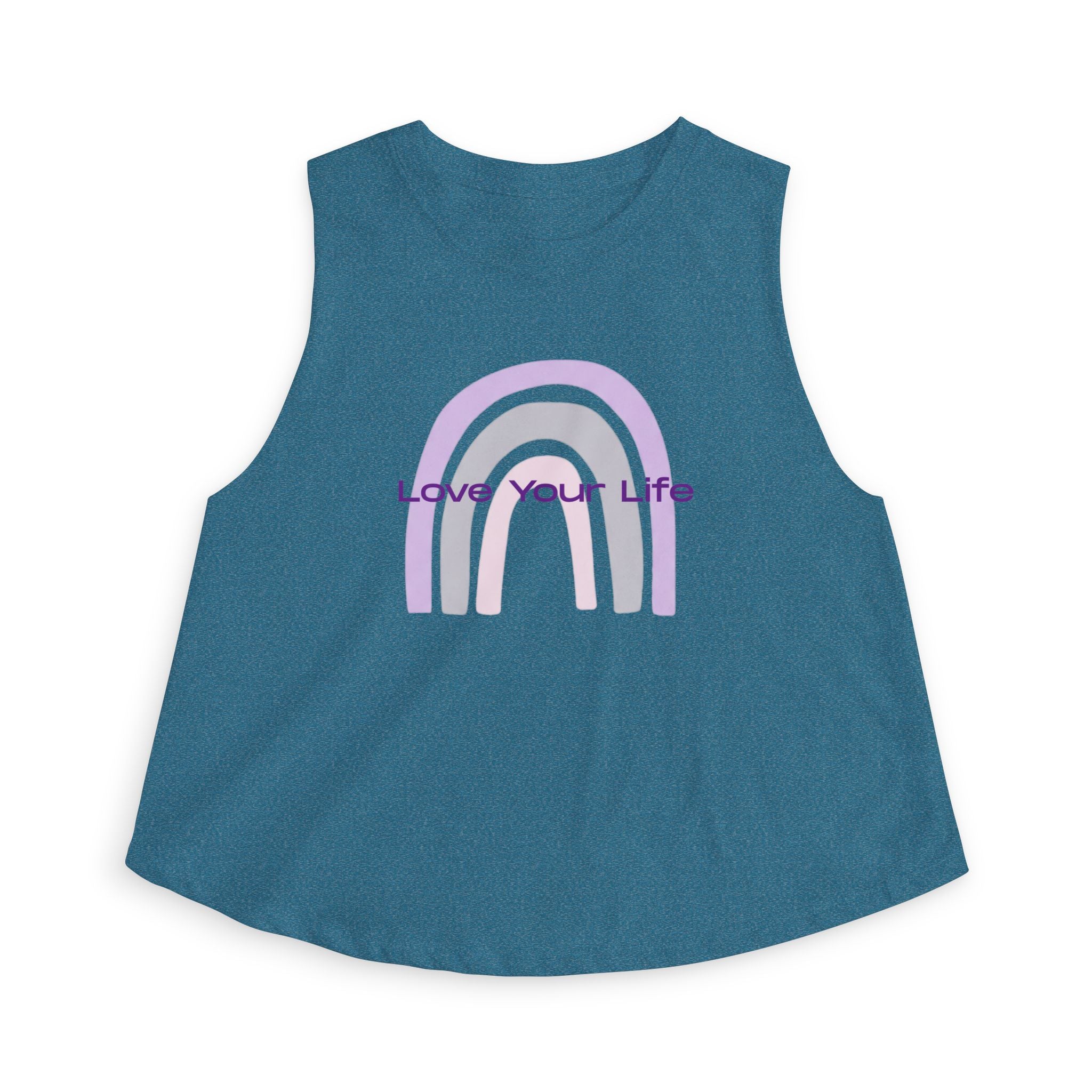 Crop Top — "Love Your Life" Pastel Rainbow Graphic