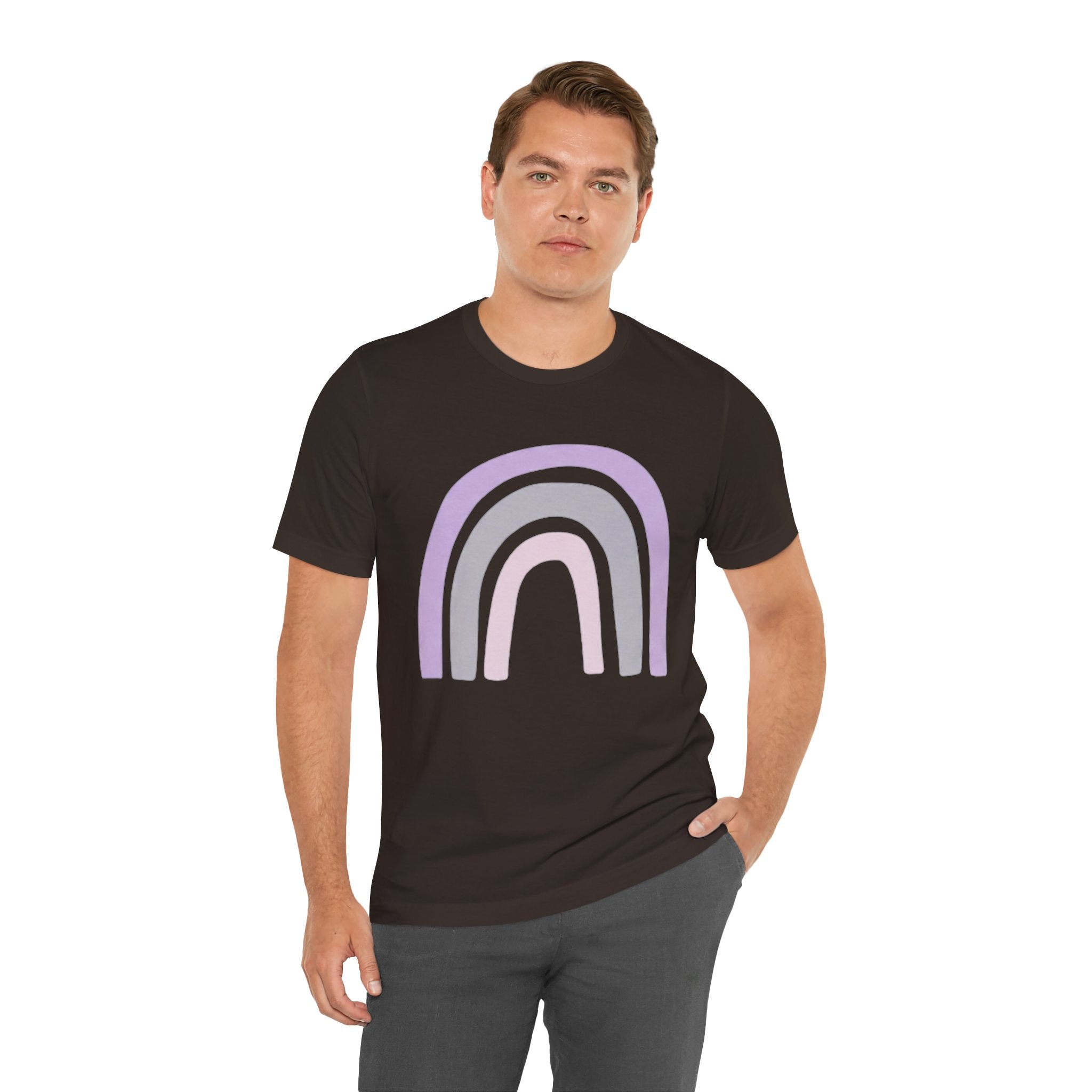 Pastel Rainbow Tee — Minimal Lavender & Blush Graphic T-Shirt