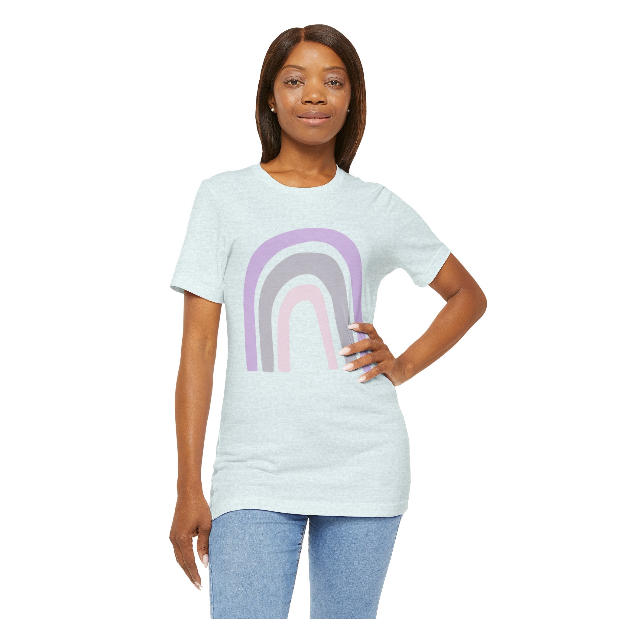 Pastel Rainbow Tee — Minimal Lavender & Blush Graphic T-Shirt