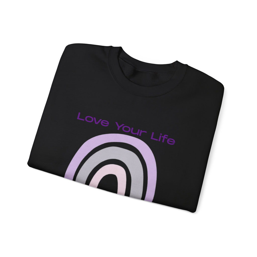 Crewneck Sweatshirt — "Love Your Life" Pastel Rainbow Casual Pullover