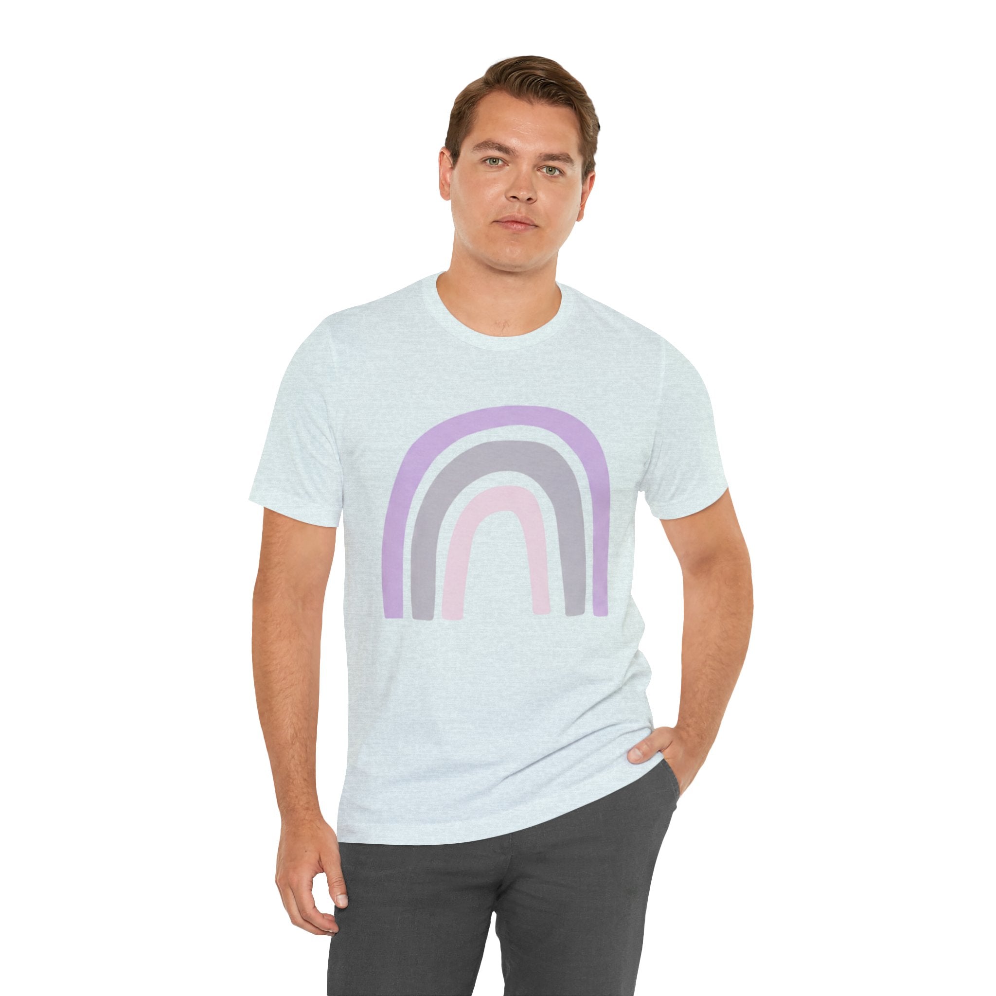 Pastel Rainbow Tee — Minimal Lavender & Blush Graphic T-Shirt