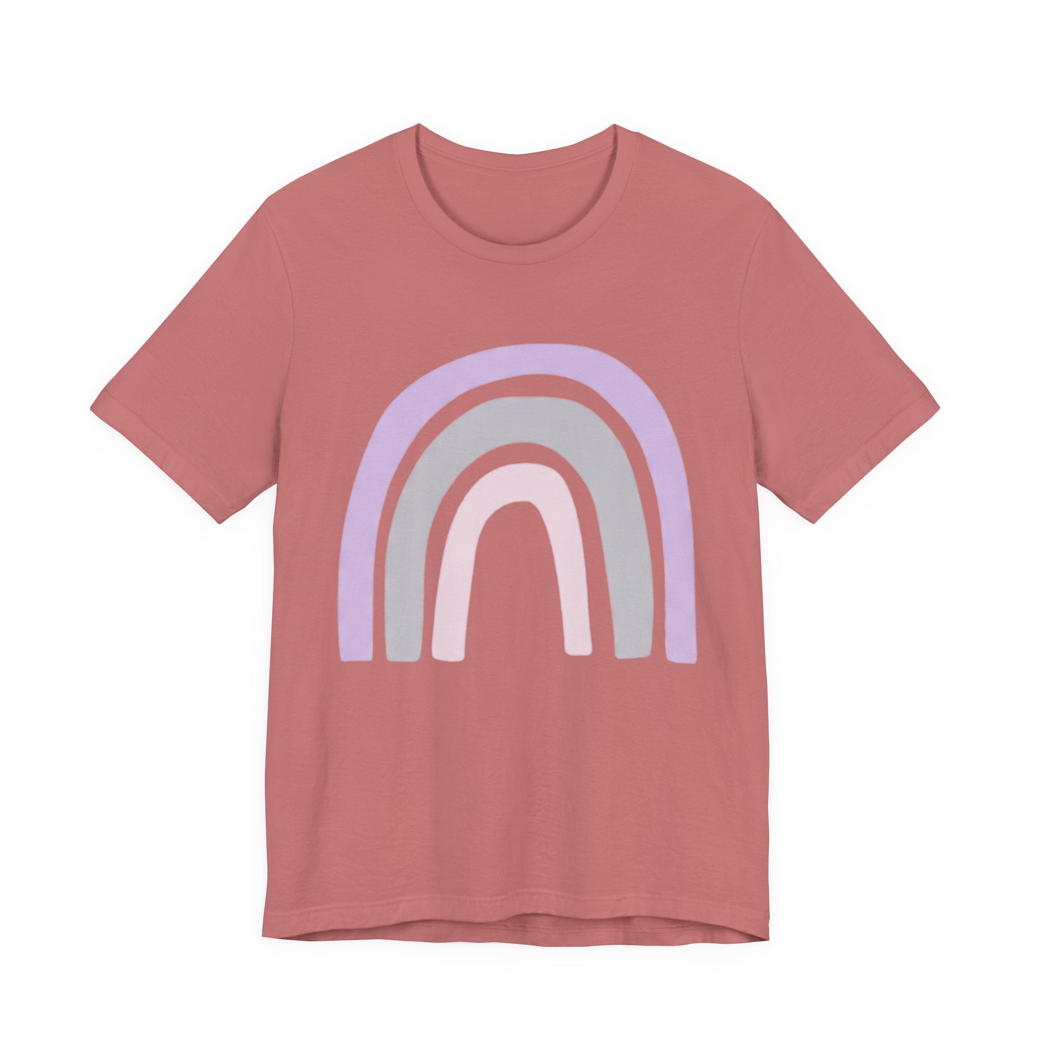 Pastel Rainbow Tee — Minimal Lavender & Blush Graphic T-Shirt