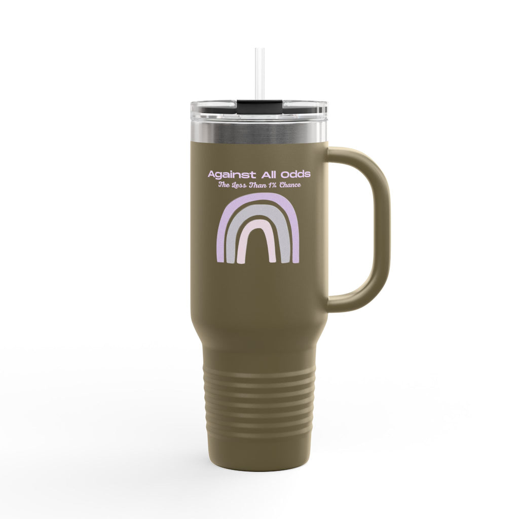 40oz Insulated Travel Mug — Pastel Rainbow "Against All Odds: The Less Than 1% Chance" Design