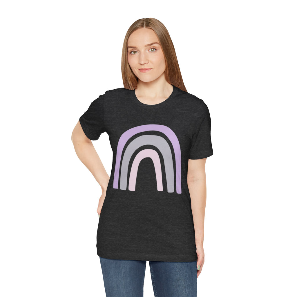 Pastel Rainbow Tee — Minimal Lavender & Blush Graphic T-Shirt
