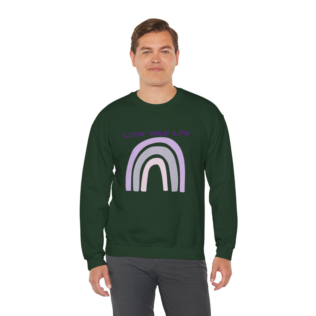 Crewneck Sweatshirt — "Love Your Life" Pastel Rainbow Casual Pullover