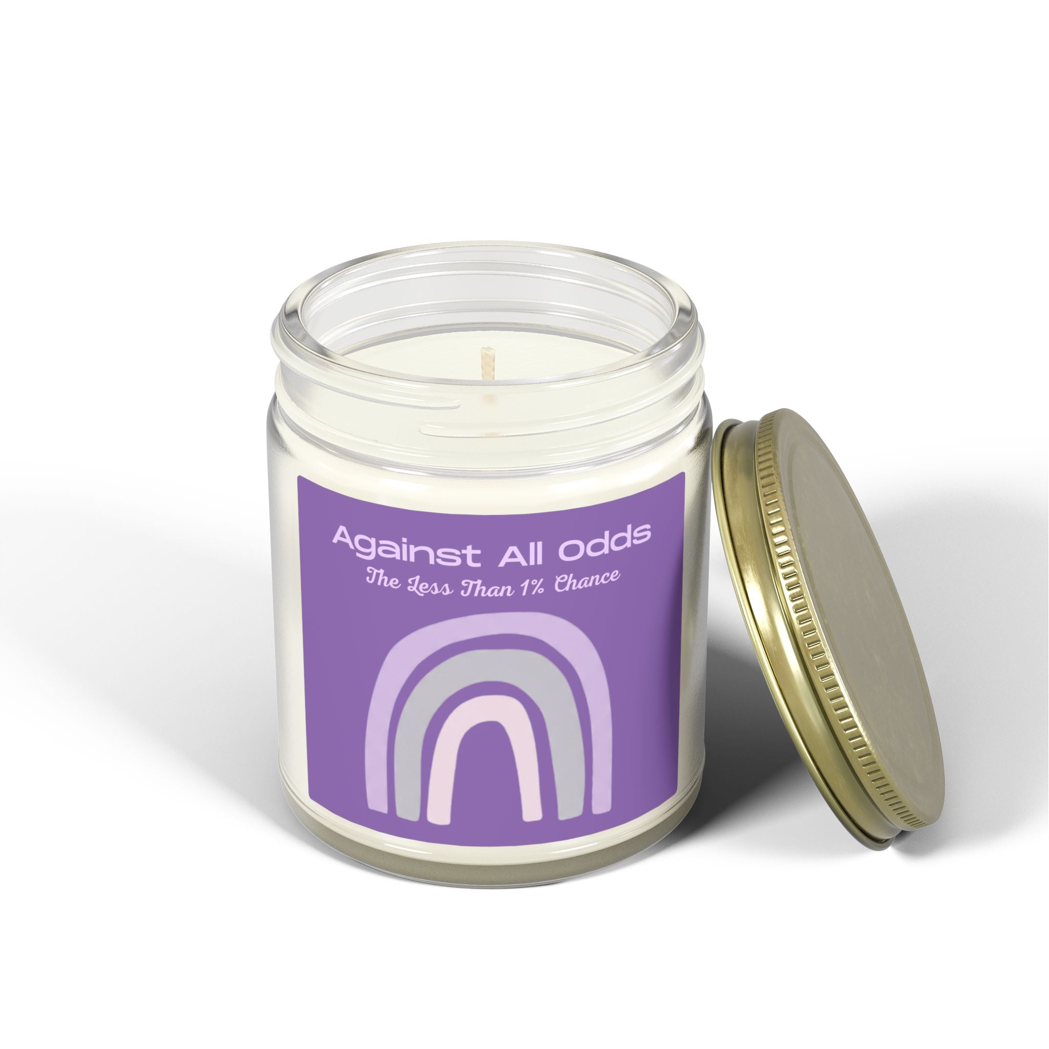 Scented Candle — Coconut Apricot Wax “Against All Odds” Purple Rainbow (4oz/9oz)