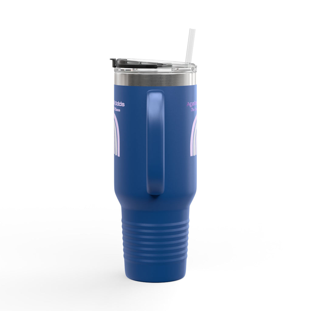 40oz Insulated Travel Mug — Pastel Rainbow "Against All Odds: The Less Than 1% Chance" Design