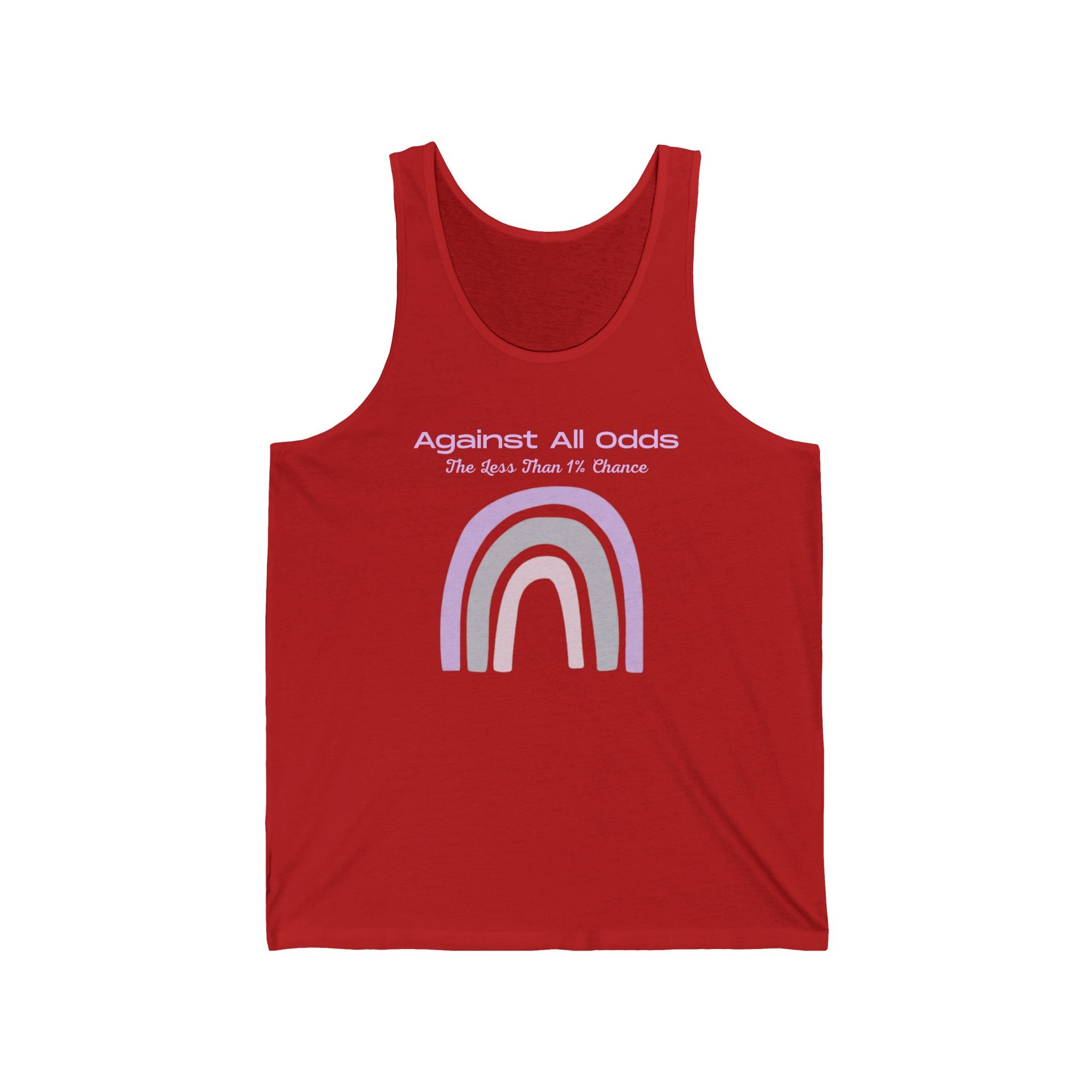 Pastel Rainbow Tank Top — "Against All Odds" Minimal Graphic