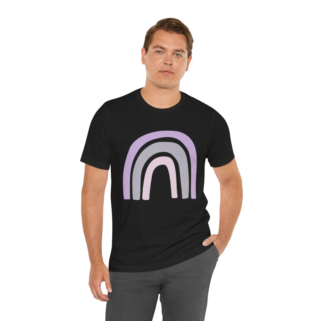 Pastel Rainbow Tee — Minimal Lavender & Blush Graphic T-Shirt
