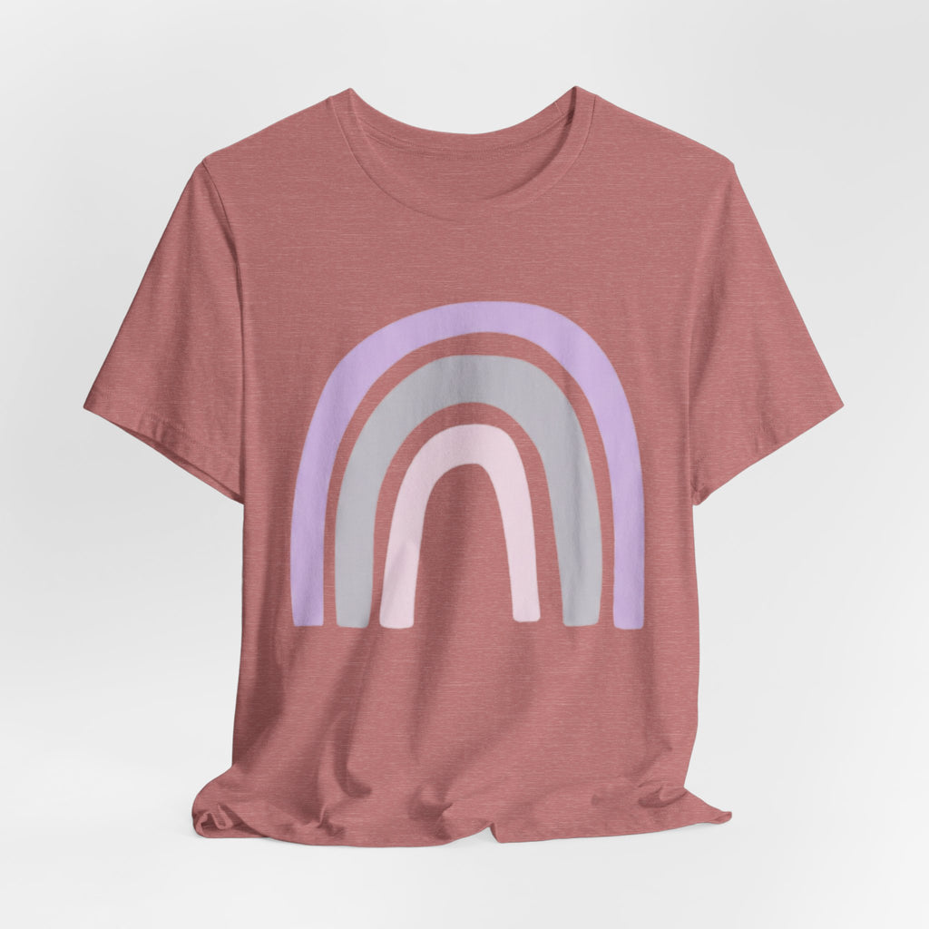 Pastel Rainbow Tee — Minimal Lavender & Blush Graphic T-Shirt