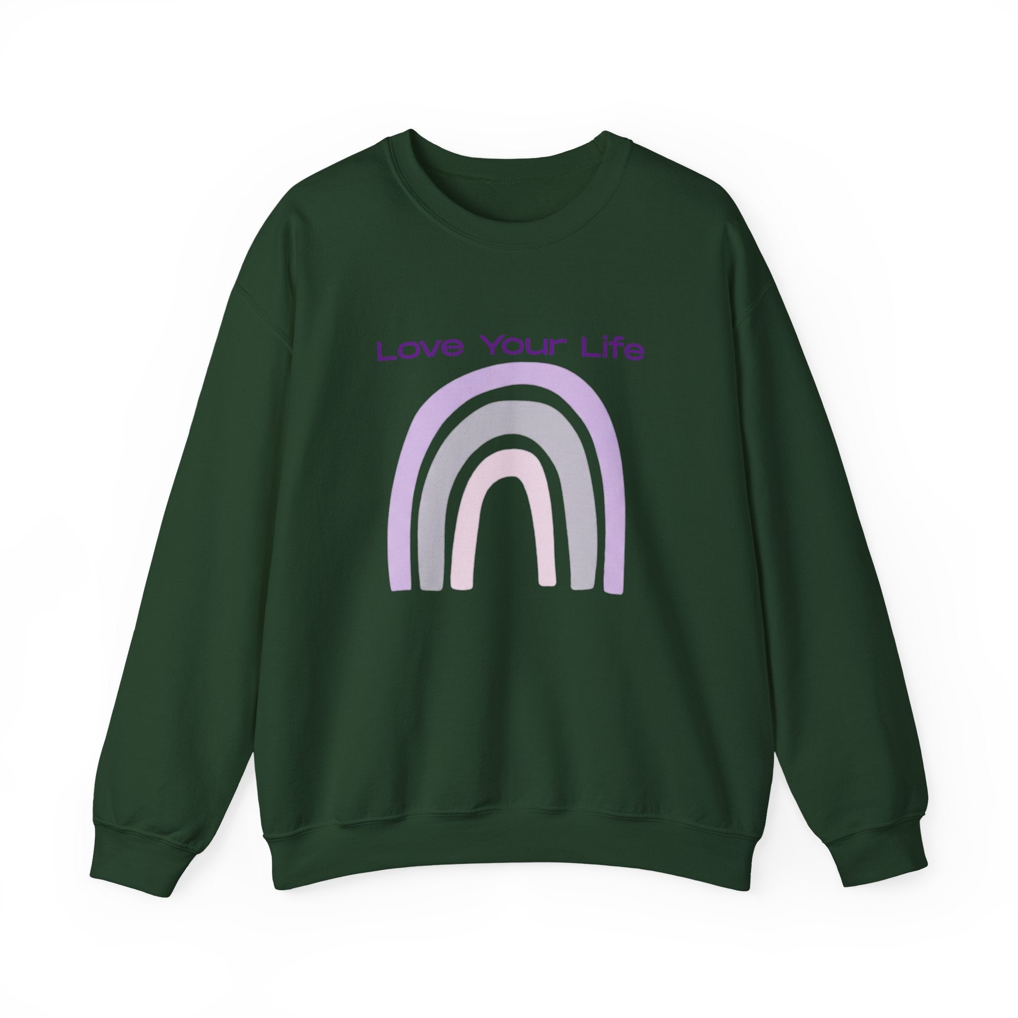 Crewneck Sweatshirt — "Love Your Life" Pastel Rainbow Casual Pullover