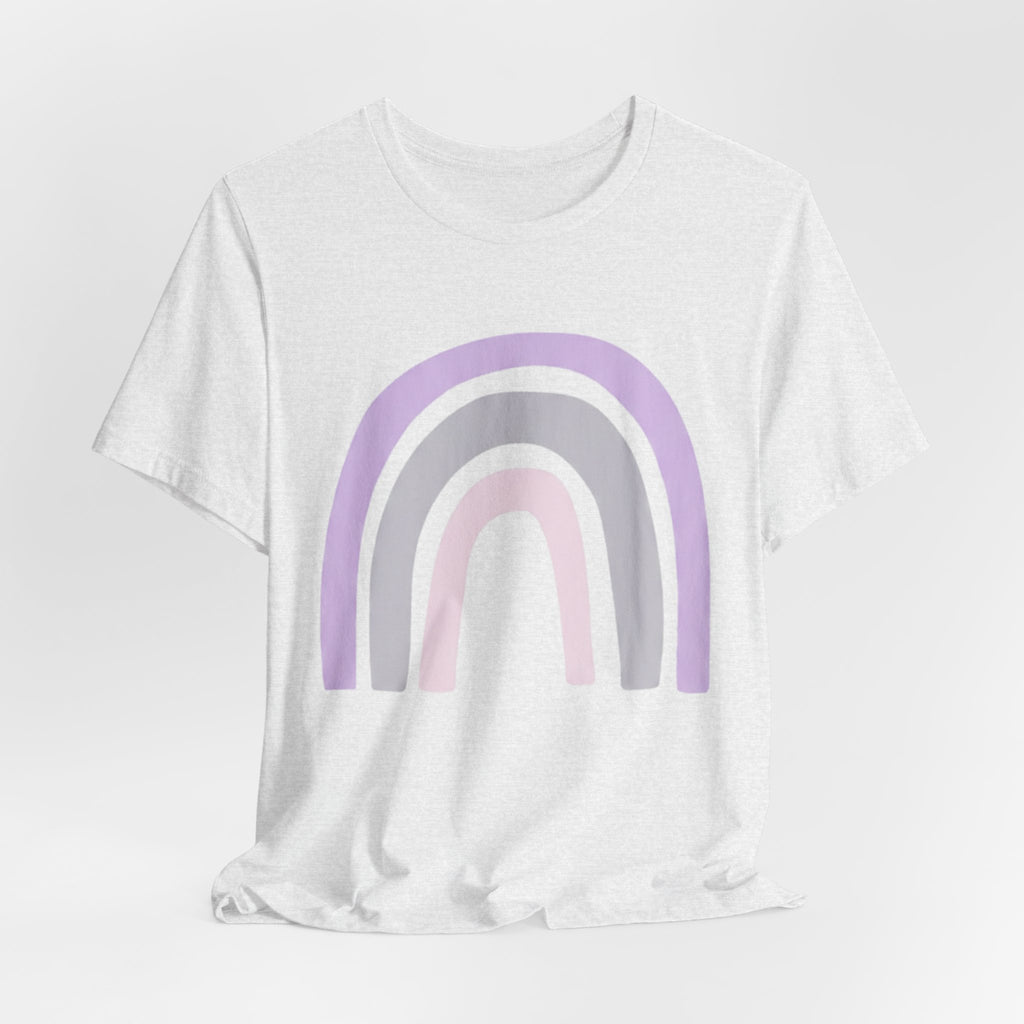 Pastel Rainbow Tee — Minimal Lavender & Blush Graphic T-Shirt