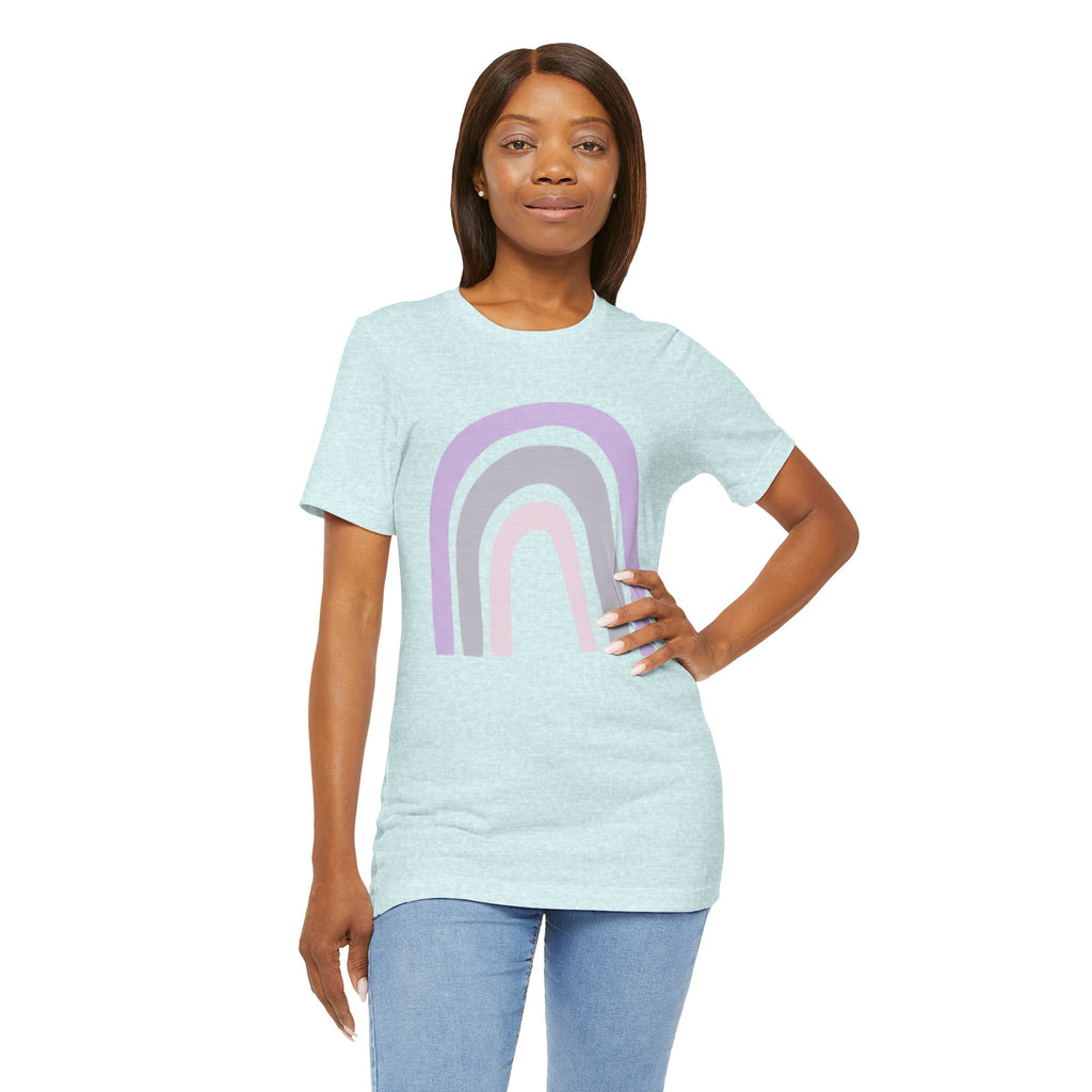 Pastel Rainbow Tee — Minimal Lavender & Blush Graphic T-Shirt