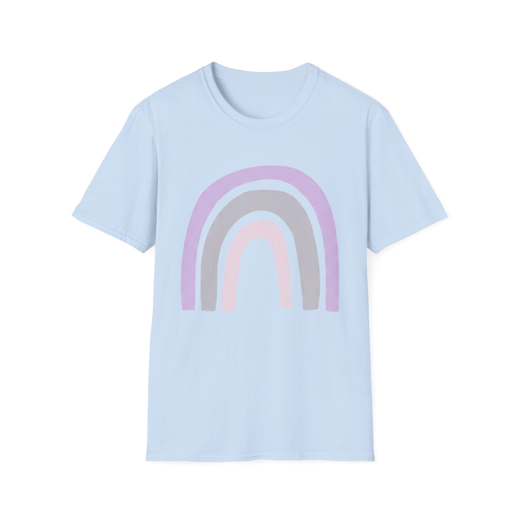 Pastel Rainbow T-Shirt — Minimal Lavender & Grey Rainbow Tee
