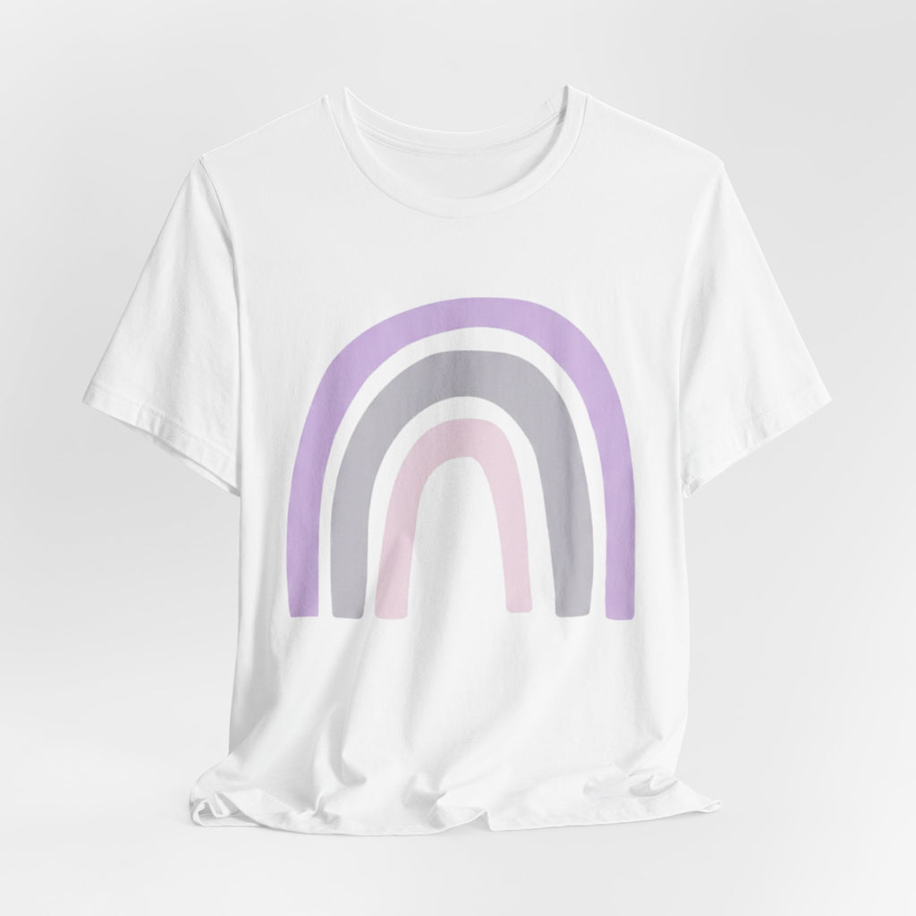 Pastel Rainbow Tee — Minimal Lavender & Blush Graphic T-Shirt