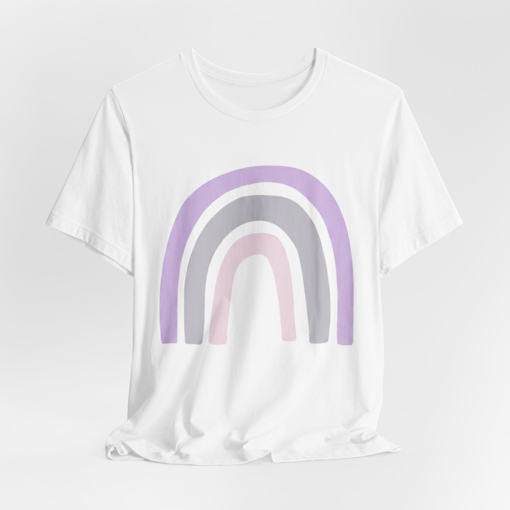 Pastel Rainbow Tee — Minimal Lavender & Blush Graphic T-Shirt