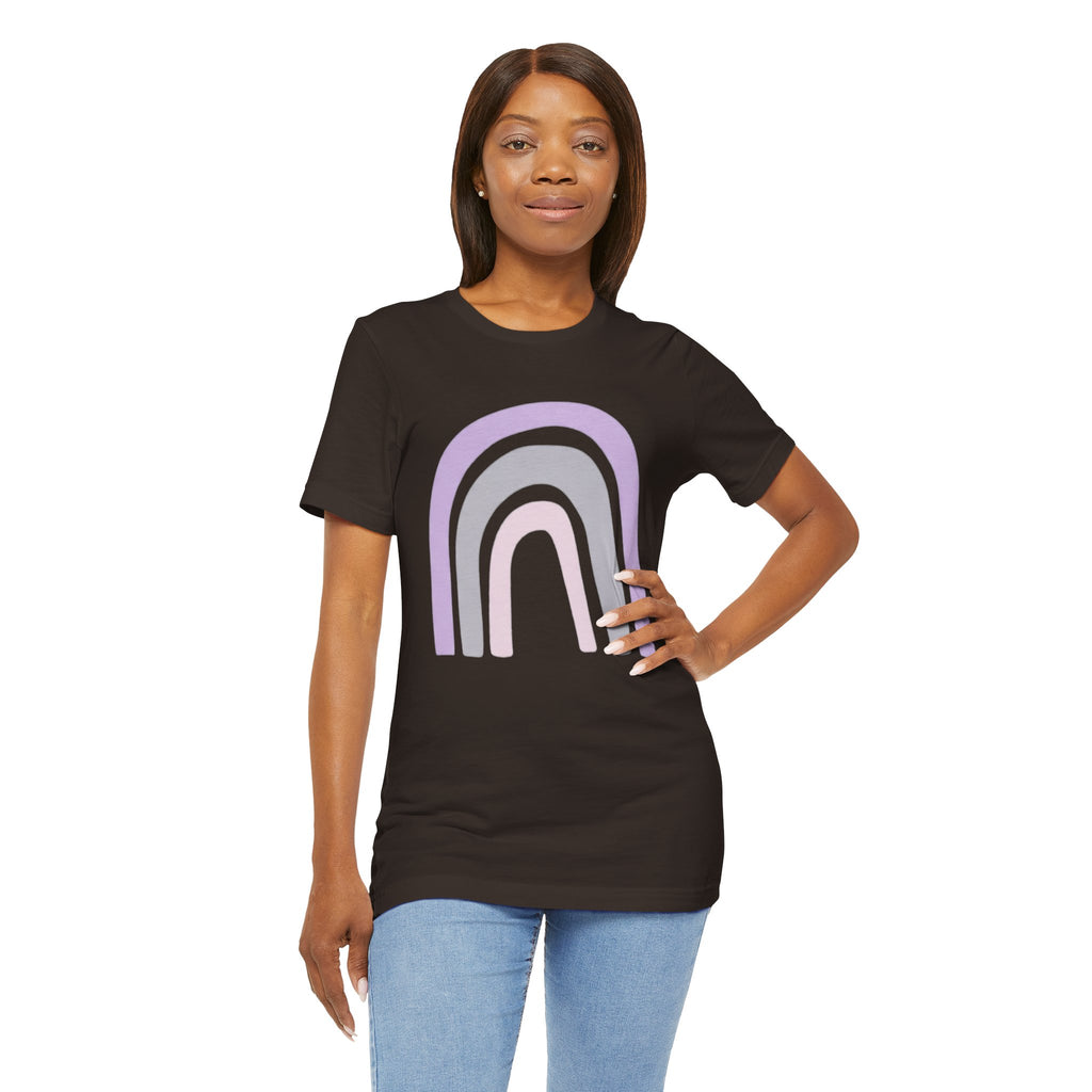 Pastel Rainbow Tee — Minimal Lavender & Blush Graphic T-Shirt