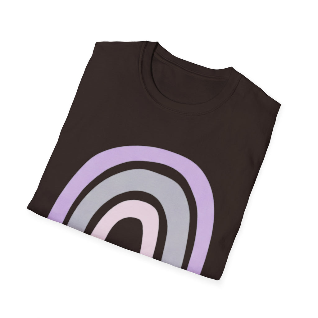 Pastel Rainbow T-Shirt — Minimal Lavender & Grey Rainbow Tee