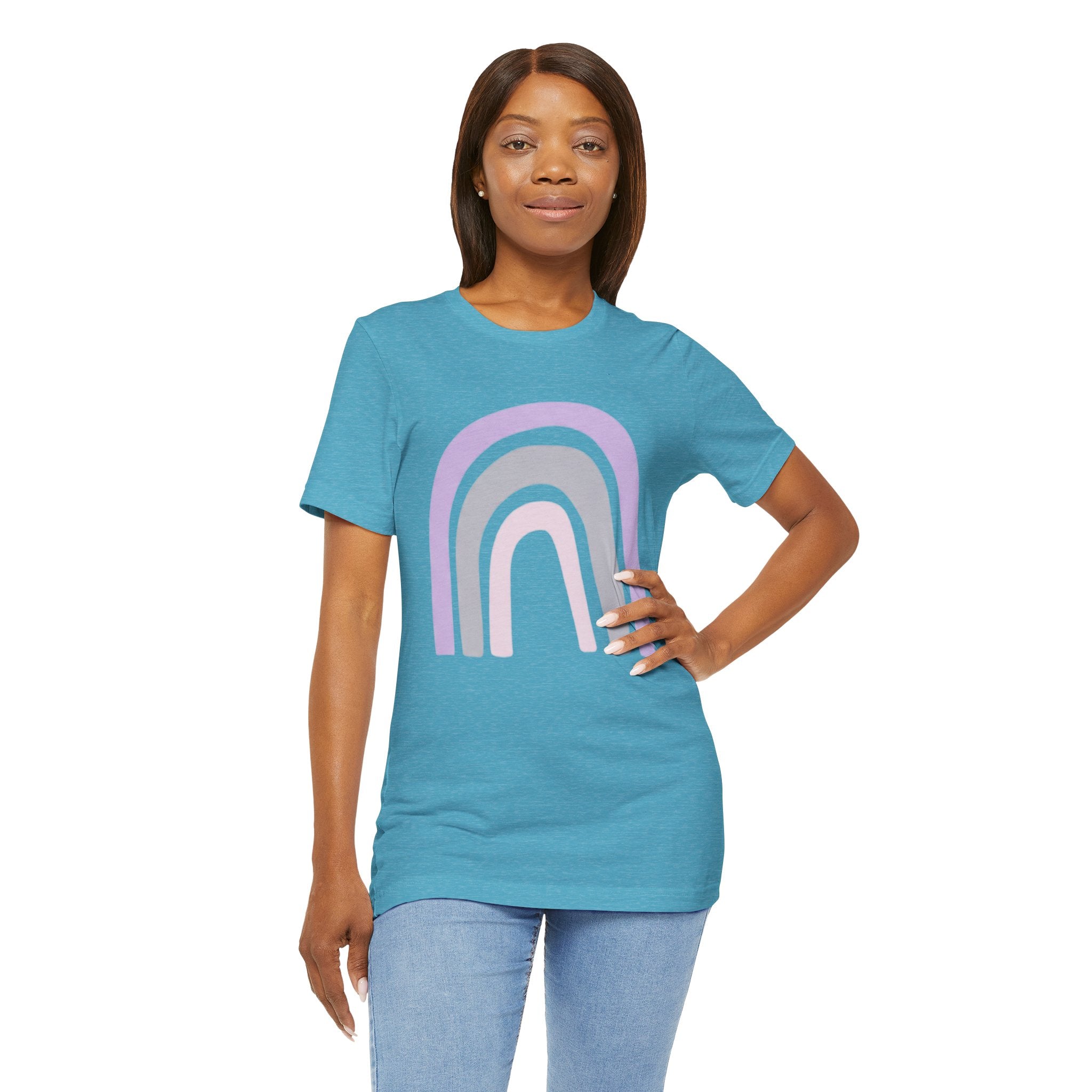 Pastel Rainbow Tee — Minimal Lavender & Blush Graphic T-Shirt