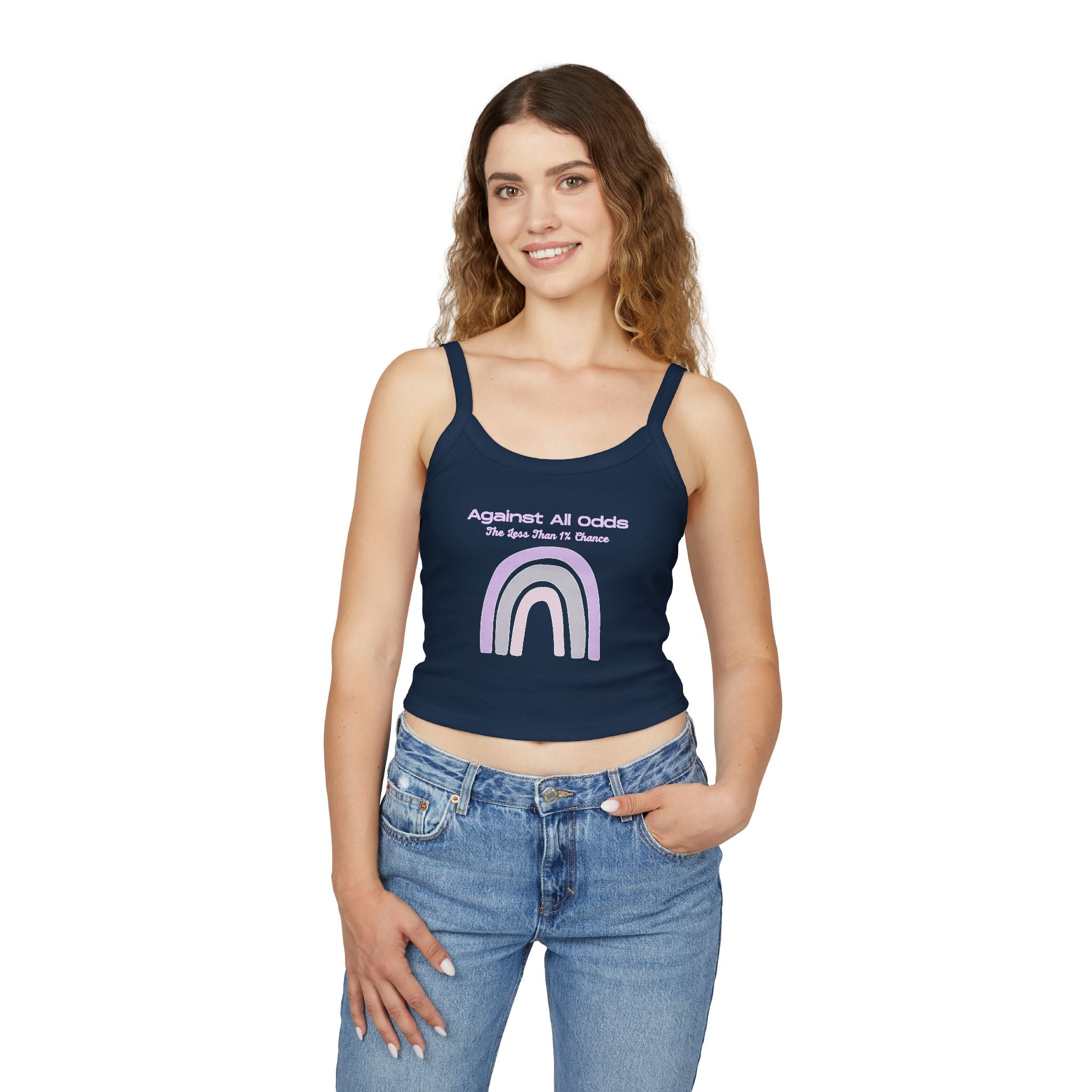 Spaghetti Tank — 'Against All Odds' Pastel Rainbow Crop Top