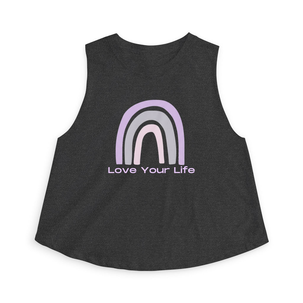 Love Your Life Rainbow Crop Top — Pastel Motivational Women's Tank